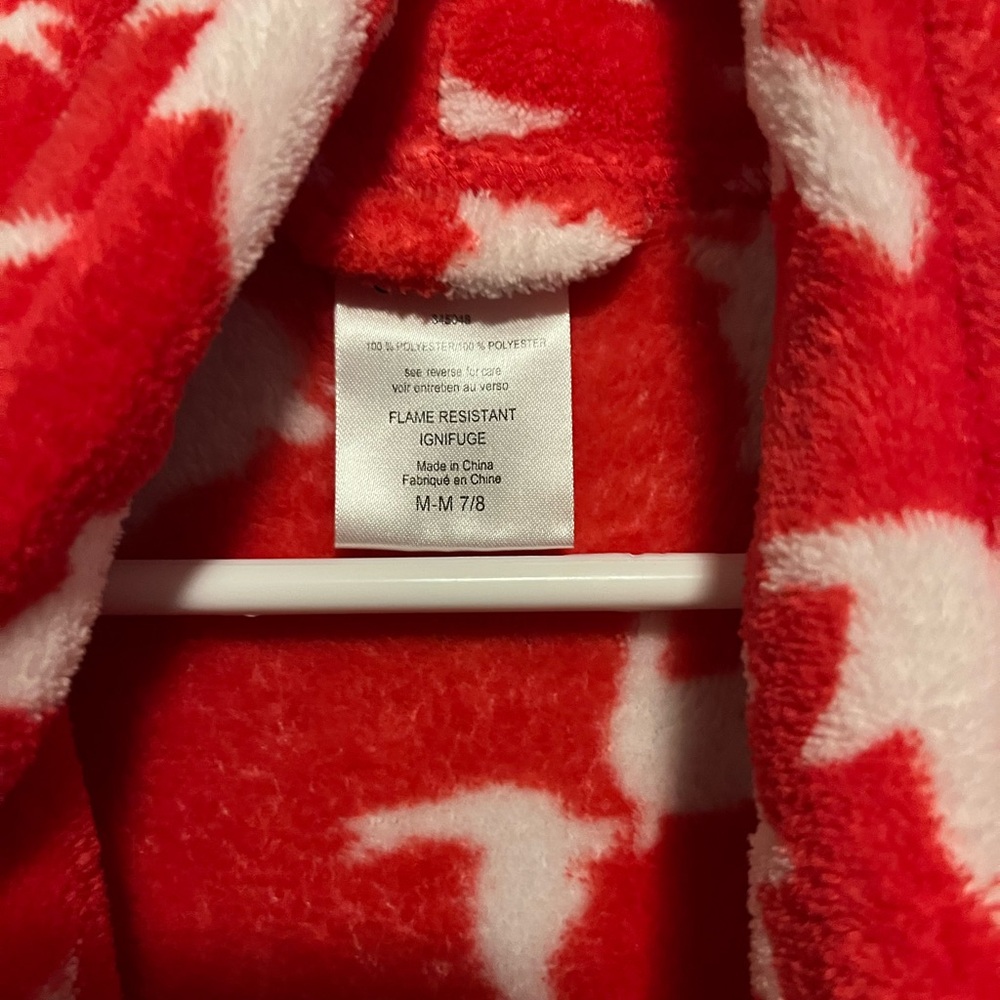 Calvin Klein Red Kids Robe with White Bird Design - Picture 3 of 5